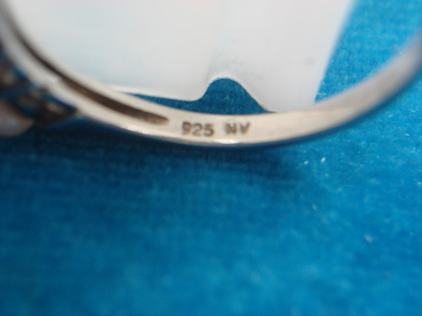 Vintage Avon Sterling Silver Ring with Faux Pearls & Simulated Diamonds - Size 9