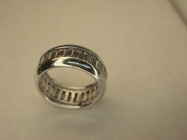 Sterling Silver Band Ring with Baguette CZs - Size 6 - Pre-Owned Sparkle