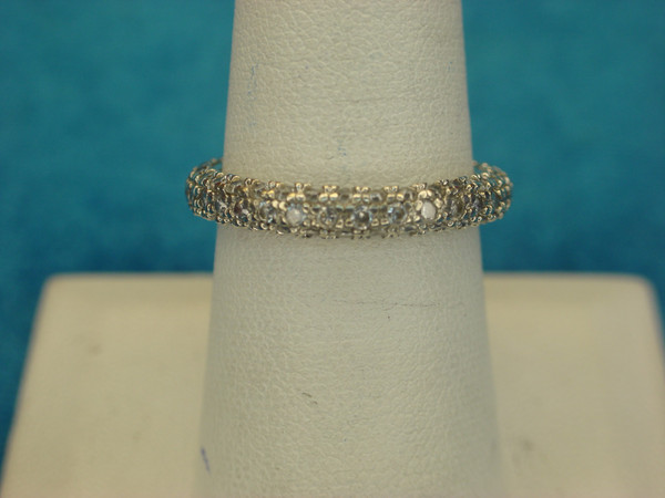 Sterling Silver Ring with Round CZs, Size 7 3/4 - Elegant Cubic Zirconia Band