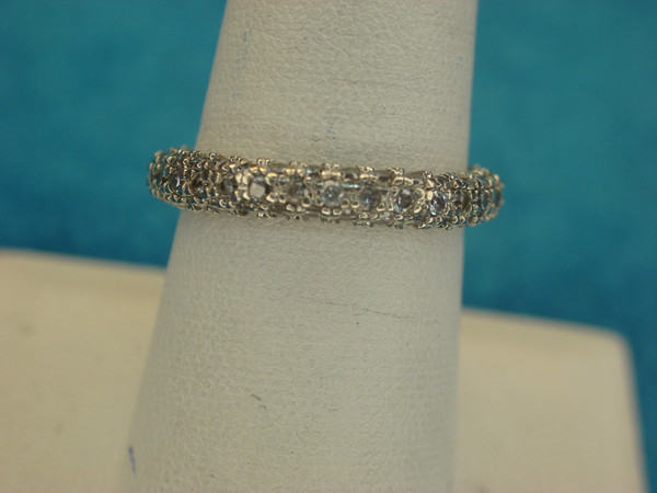 Sterling Silver Ring with Round CZs, Size 7 3/4 - Elegant Cubic Zirconia Band