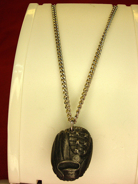 Vintage Avon Baseball Necklace - Silver Tone Chain & Glove Pendant