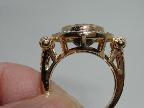 Vintage Style Smokey Quartz Statement Ring | Vermeil Sterling Silver | Size 7