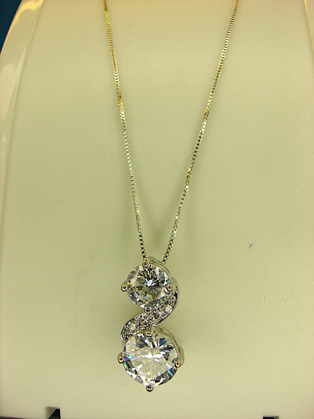 Sparkly Sterling Silver CZ Pendant with Box Chain - 7mm & 9mm Cubic Zirconia