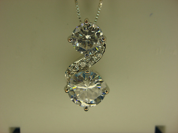 Sparkly Sterling Silver CZ Pendant with Box Chain - 7mm & 9mm Cubic Zirconia