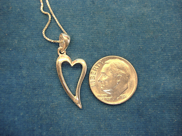 Sterling Silver Elongated Heart Pendant Necklace - 18 Inch Chain