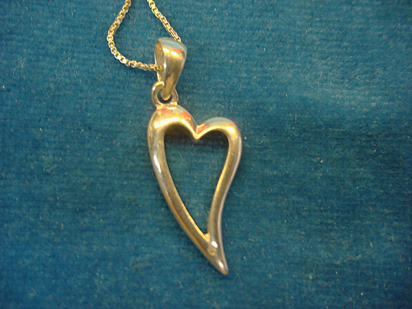 Sterling Silver Elongated Heart Pendant Necklace - 18 Inch Chain