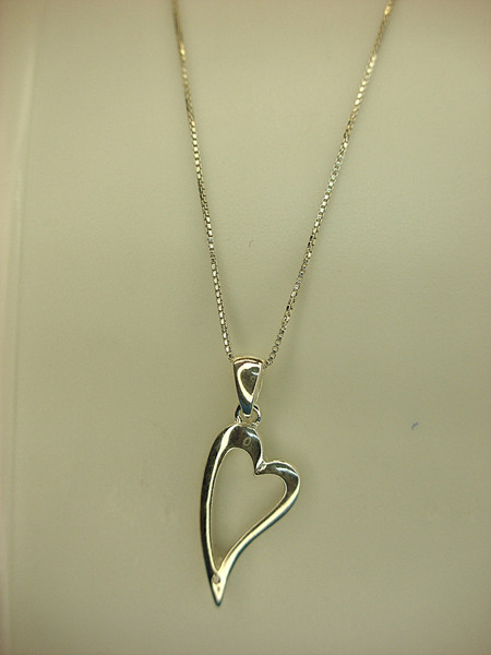 Sterling Silver Elongated Heart Pendant Necklace - 18 Inch Chain