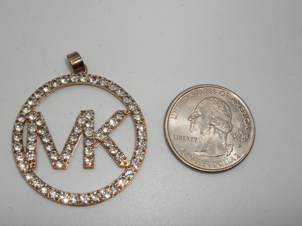 Vintage Michael Kors Gold-Tone Pave Logo Pendant (1 1/4