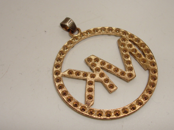 Vintage Michael Kors Gold-Tone Pave Logo Pendant (1 1/4