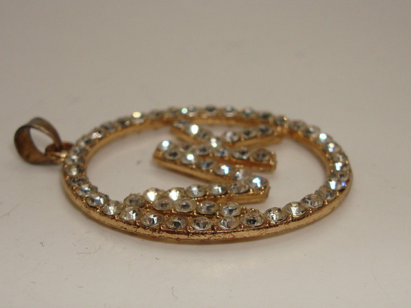 Vintage Michael Kors Gold-Tone Pave Logo Pendant (1 1/4