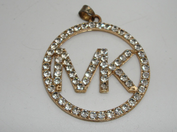 Vintage Michael Kors Gold-Tone Pave Logo Pendant (1 1/4