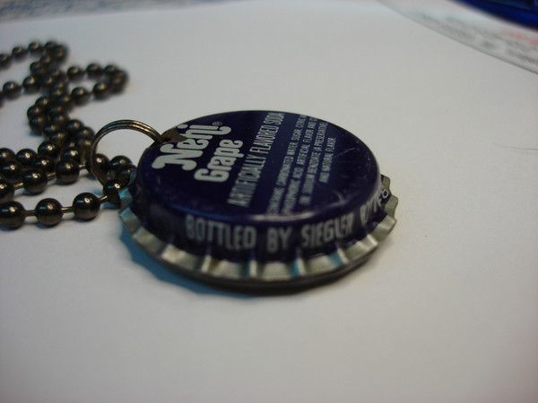 Vintage Nehi Grape Bottle Cap Necklace w/Hamsa Charm - Unique & Stylish