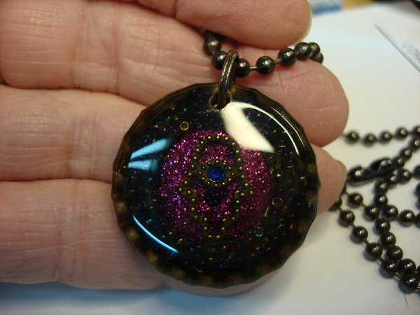 Vintage Nehi Grape Bottle Cap Necklace w/Hamsa Charm - Unique & Stylish