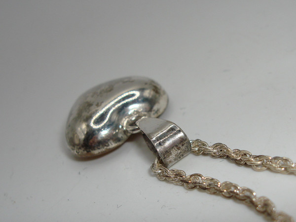 Vintage 1997 Mexico Pressed Flower Pendant Necklace -  Lucite Heart Charm