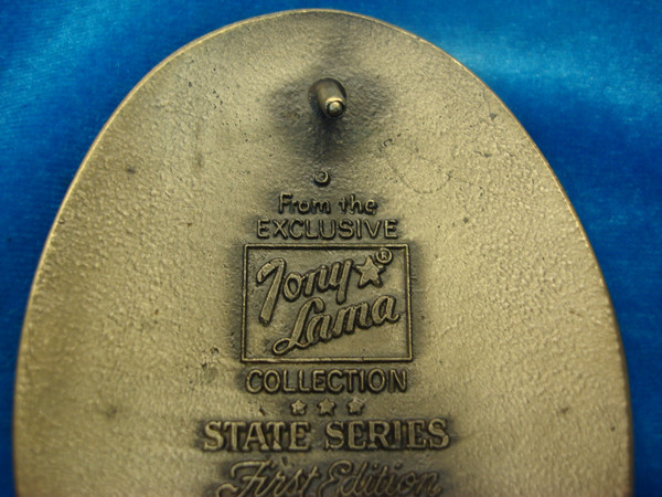 Vintage Tony Lama Delaware State Seal Buckle - Solid Brass, 4 Inch Collectible