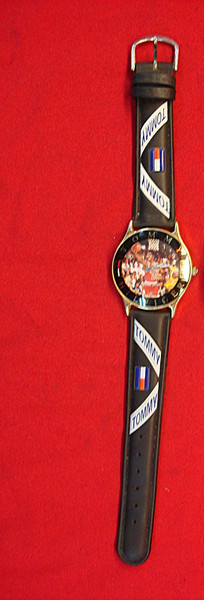 Pre-Owned Michael Jordan x Tommy Hilfiger Quartz Watch - Gold Plated, Black Leather Strap