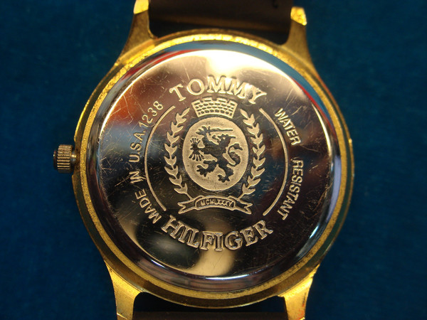 Pre-Owned Michael Jordan x Tommy Hilfiger Quartz Watch - Gold Plated, Black Leather Strap