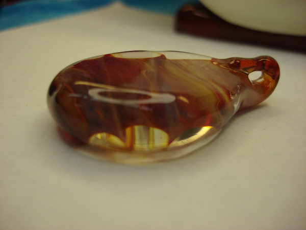 Hand Blown Murano Glass Pendant Necklace - Intricate Design, Adjustable Cord