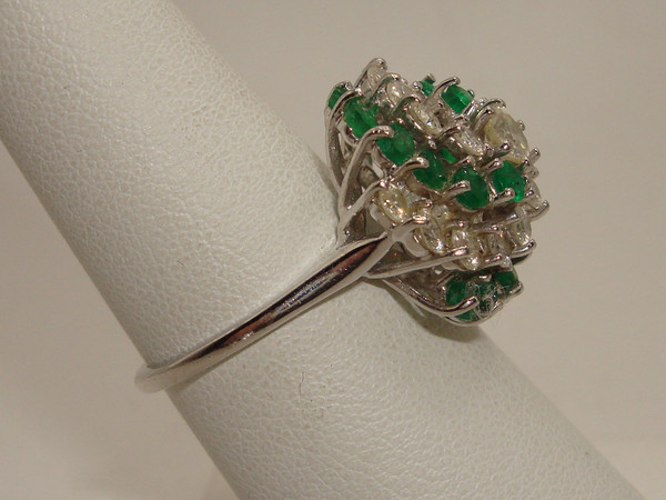 Vintage Inspired 14K Gold Diamond & Emerald Ring (2+ CTW) Appraisal $5580