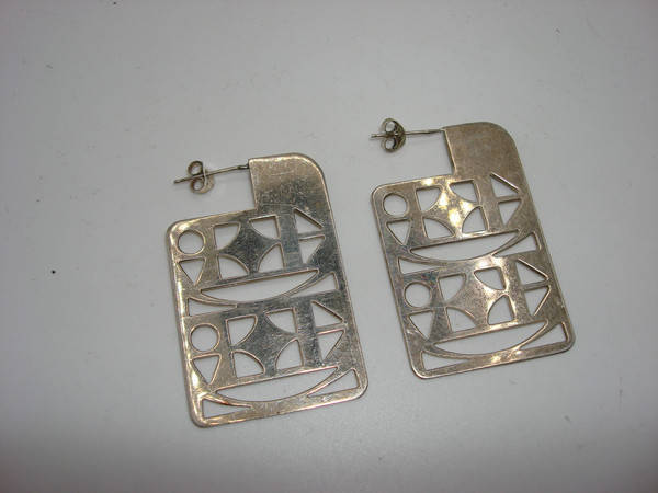 Vintage Charles Rennie Mackintosh Sterling Silver Geometric Earrings - Rare Find