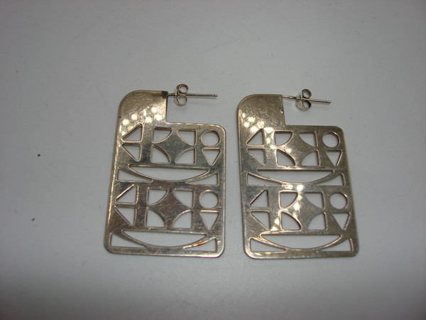 Vintage Charles Rennie Mackintosh Sterling Silver Geometric Earrings - Rare Find