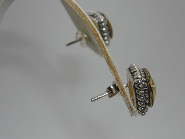 Vintage Sterling Silver & Lemon Quartz Pendant Necklace & Earrings Set (925 Italy)