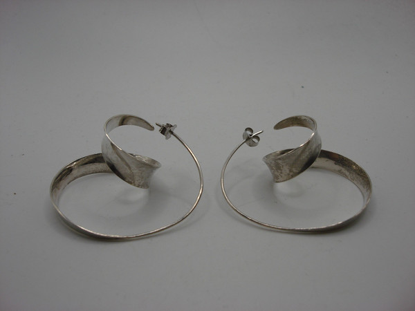 Vintage Modernist Sterling Silver Earrings by Gerhard Herbst - Signed & Hallmarked