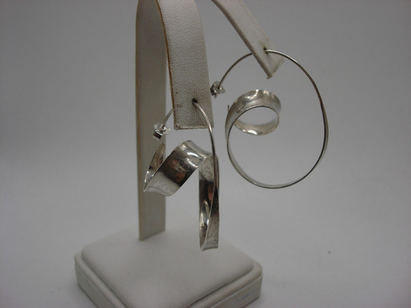 Vintage Modernist Sterling Silver Earrings by Gerhard Herbst - Signed & Hallmarked