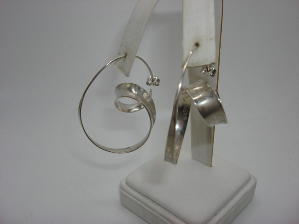 Vintage Modernist Sterling Silver Earrings by Gerhard Herbst - Signed & Hallmarked