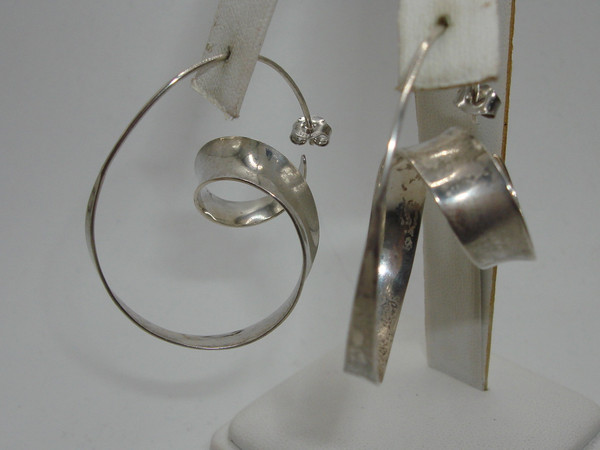 Vintage Modernist Sterling Silver Earrings by Gerhard Herbst - Signed & Hallmarked