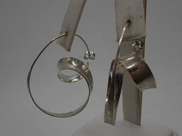 Vintage Modernist Sterling Silver Earrings by Gerhard Herbst - Signed & Hallmarked
