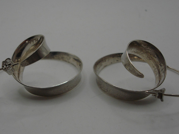 Vintage Modernist Sterling Silver Earrings by Gerhard Herbst - Signed & Hallmarked