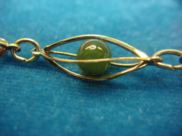 Vintage Gold Tone Bracelet with Green Stones - Estate Find, 8