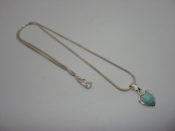 Sterling Silver Larimar Heart Pendant Necklace | Italian 925 | Gift for Her