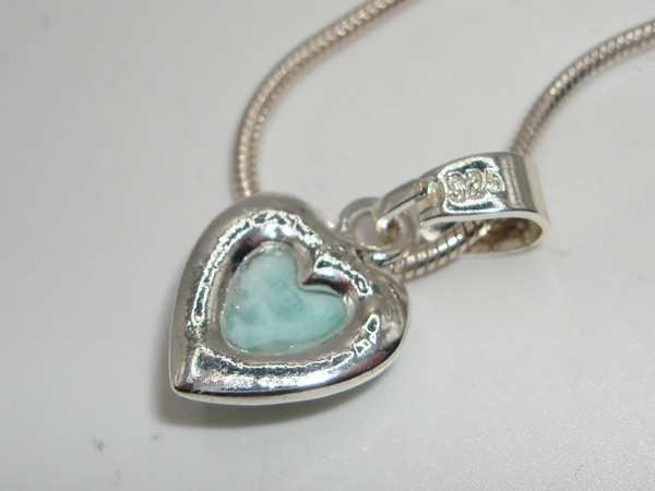 Sterling Silver Larimar Heart Pendant Necklace | Italian 925 | Gift for Her