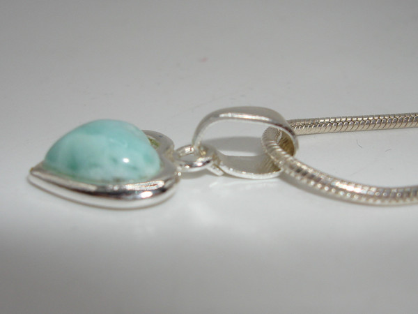 Sterling Silver Larimar Heart Pendant Necklace | Italian 925 | Gift for Her