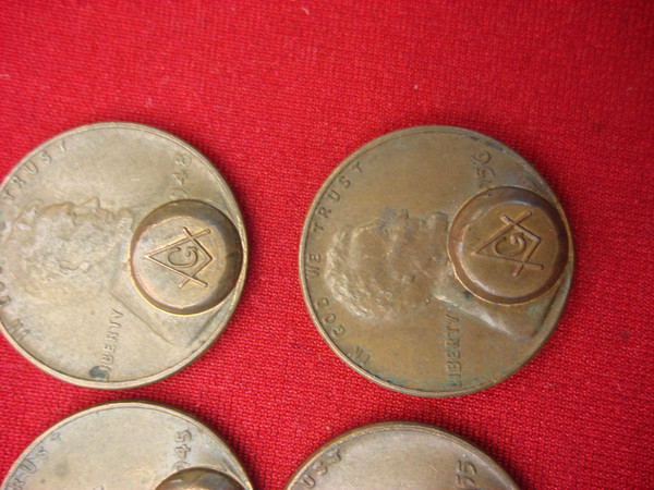 10 Lincoln Wheat Cents with Masonic Stamp - Unique Dates & Mint Marks