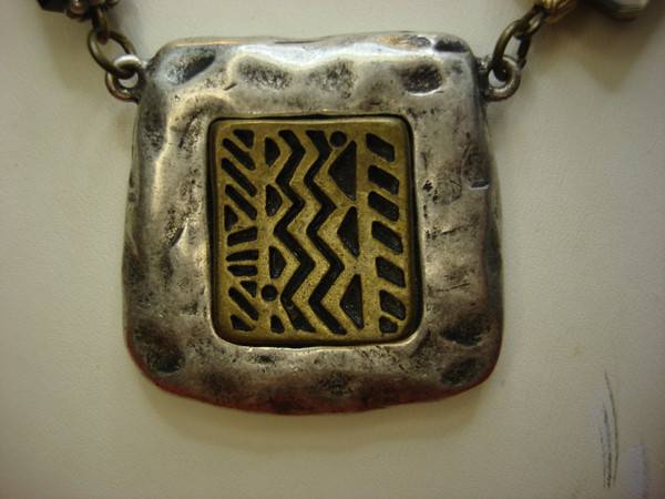 Preowned Chico's Signed Statement Necklace with Unique Objects (17-20 inches)