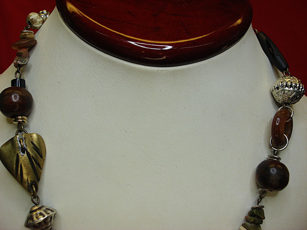 Preowned Chico's Signed Statement Necklace with Unique Objects (17-20 inches)