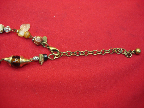 Preowned Chico's Signed Statement Necklace with Unique Objects (17-20 inches)