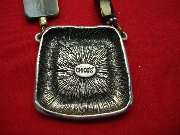 Preowned Chico's Signed Statement Necklace with Unique Objects (17-20 inches)