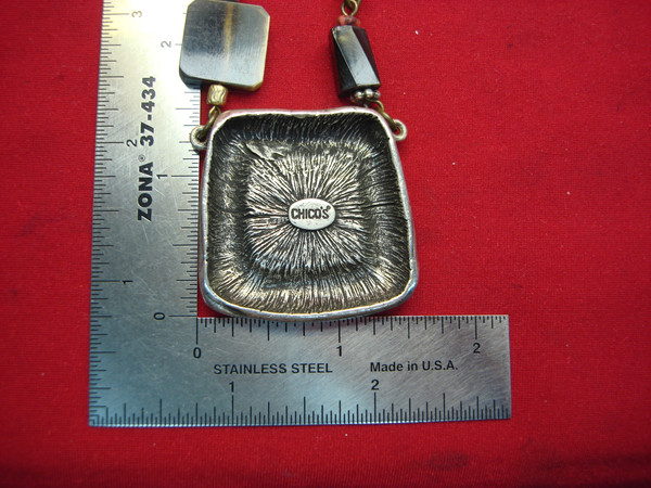 Preowned Chico's Signed Statement Necklace with Unique Objects (17-20 inches)