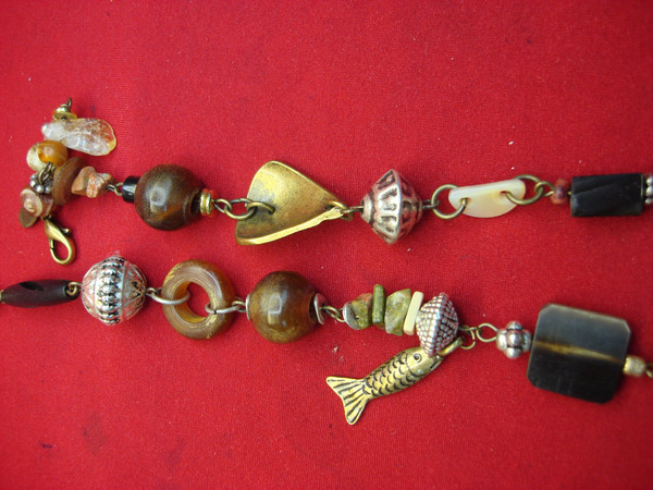 Preowned Chico's Signed Statement Necklace with Unique Objects (17-20 inches)