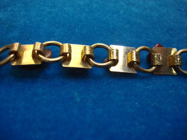 Gold Tone Bracelet with 11 Natural Gemstones - 7 Inch Multicolor Stacking Bracelet