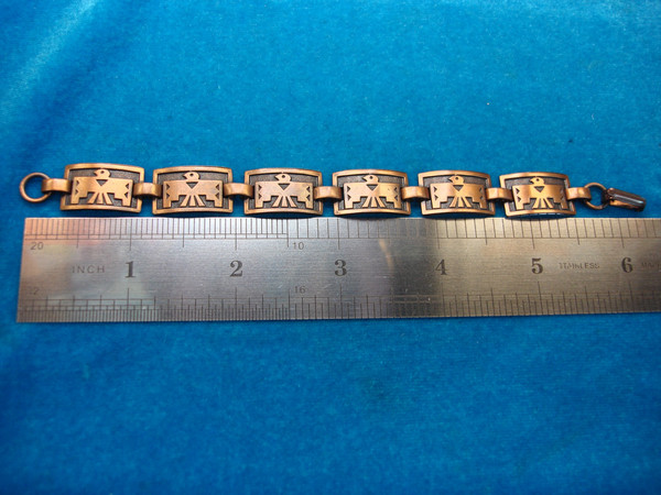 Vintage Copper-Tone Thunderbird Bracelet - 6.5