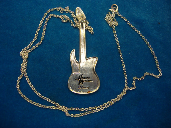 Official Disney Hannah Montana Silver Tone Guitar Necklace - Glitter & Diamonds