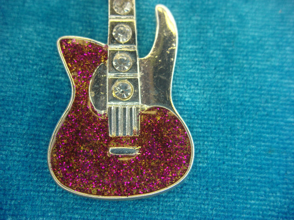 Official Disney Hannah Montana Silver Tone Guitar Necklace - Glitter & Diamonds