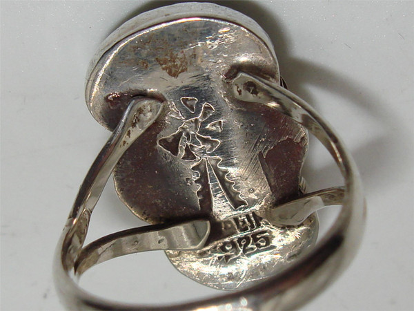 Vintage Navajo Sterling Silver Ring w/ Turquoise & MOP, Size 6.5