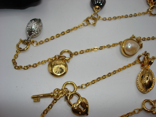 Vintage Joan Rivers Faberge Egg Necklace & Earrings Set | Estate Jewelry | 10 Eggs, Heart Charm, Gold-Tone