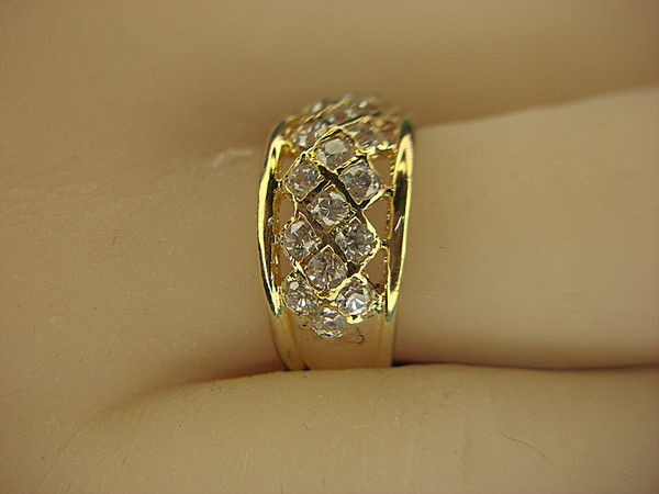 Sterling Silver Filigree Ring with Gold Vermeil Accents - Size 6 3/4